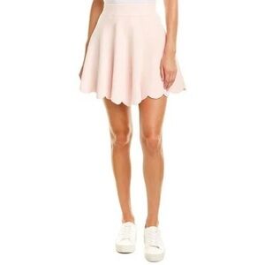 Ronny Kobo • Vidette Scalloped Skirt pink velour skater mini full flared ballet